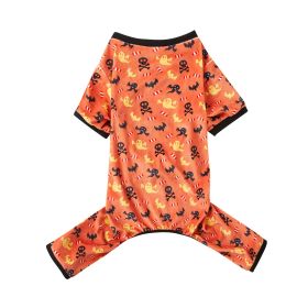 Halloween Dogs And Cats Universal Cartoon Printed Pet Clothes (Option: Orange-M)