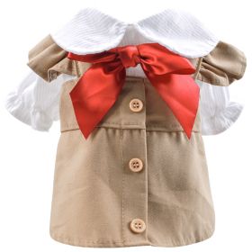 Pet Clothes Khaki Trench Coat Couple Clothes (Option: Khaki Flounced Sleeve Skirt-S)