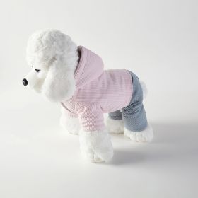 Corduroy Pet Four-legged Hooded Fleece Lined Coat (Option: Pink Corduroy-M)