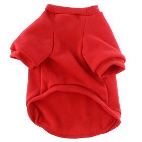 Pet Clothes Fleece-lined Thickened Solid Color Hoodie (Option: Red-L)