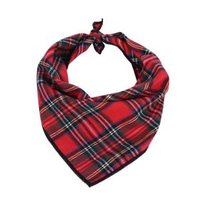 Pet Christmas Party Dress Up Dog Triangular Binder (Option: Red Plaid Saliva Towel)