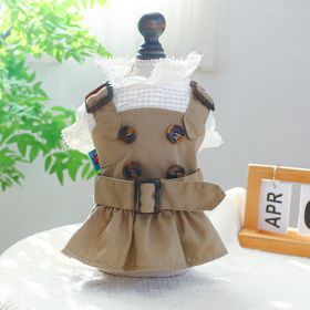 Pet Clothes Khaki Trench Coat Couple Clothes (Option: Khaki Button Skirt-S)