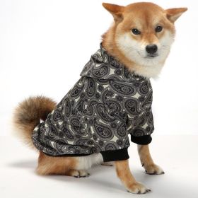 Christmas Dog Clothes Thickened Plaid Hooded Two-leg Sweater (Option: Black Paisley-L)