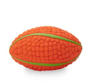 Squeaky Football Branch, Fetch and Play - Latex Rubber Dog Toy Balls, Play Chew Fetch Interactive Ball Puppies (Color: Orange)