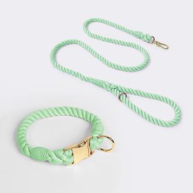 Weaving Gradient Colored Cotton Rope Pet Collar (Option: Mint Green-XL)