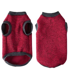 Pet Vest Fleece Lined Padded Warm Keeping Round Neck Pullover Dog Clothing (Option: Rose Red-L)