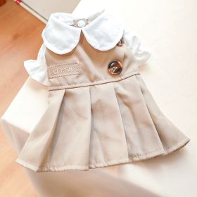 Pet Clothes Khaki Trench Coat Couple Clothes (Option: Khaki Peter Pan Collar Dress-M)