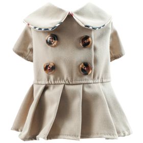 Pet Clothes Khaki Trench Coat Couple Clothes (Option: Button Dress Khaki-XL)