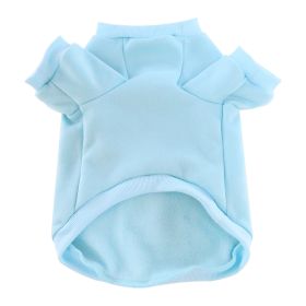 Pet Clothes Fleece-lined Thickened Solid Color Hoodie (Option: Blue-XL)